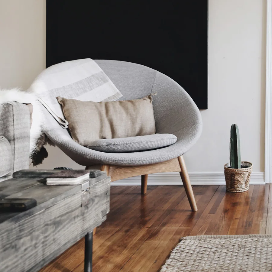 Round chair on hardwood flooring